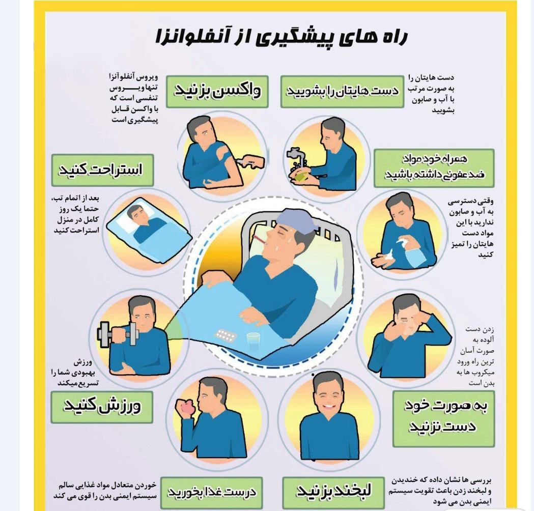 توصیه های بهداشتی درخصوص پیشگیری ازآنفلوانزا وبیماریهای تنفسی