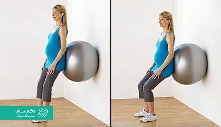 اسکات با توپ ورزشی، می‌تواند درد پا در بارداری را کاهش دهد.